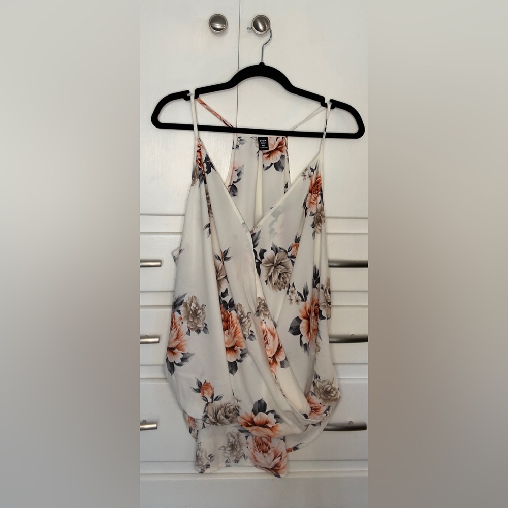 SHEIN Curve Surplice Floral Tank Top, Size 4X NWOT Lightweight Summer Blouse